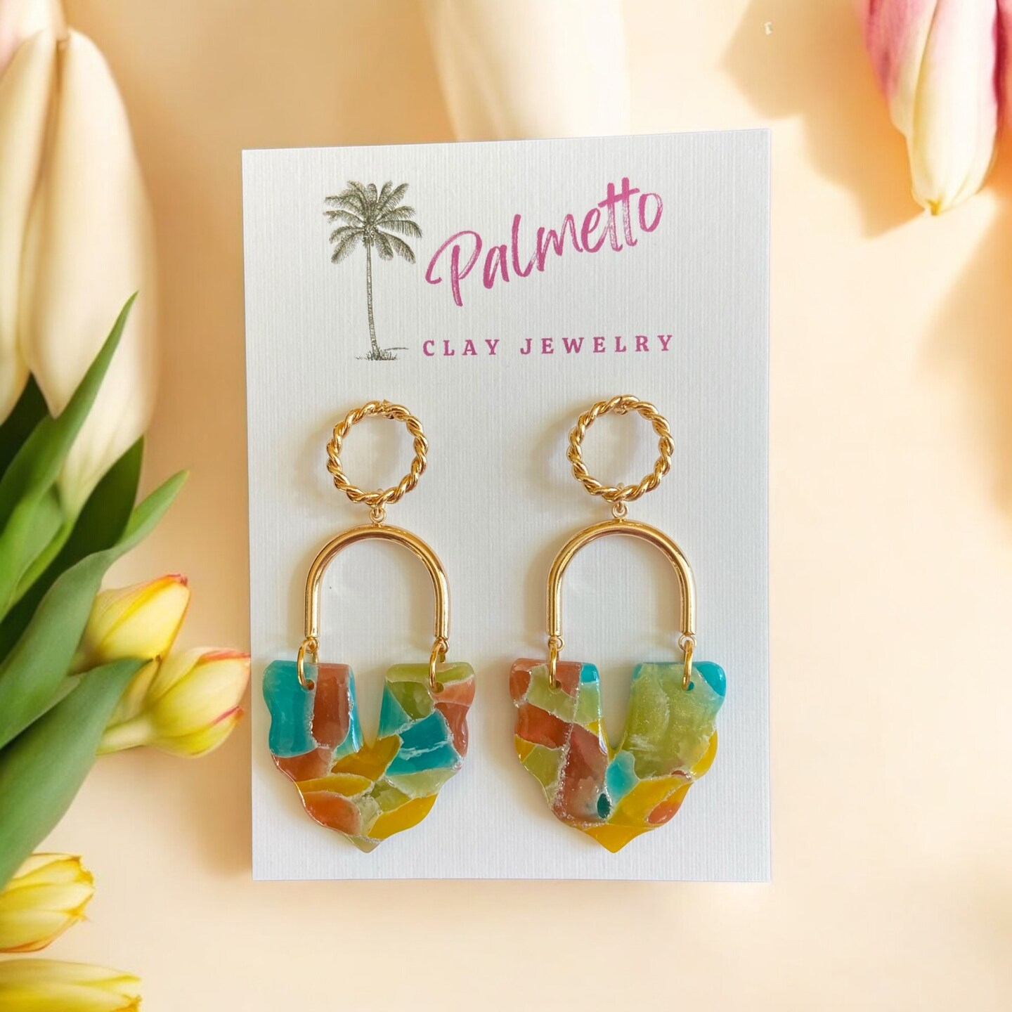 Translucent Mosaic Polymer Clay Earrings