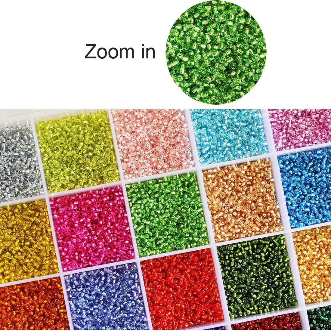 24000pcs in Box 24 Multicolor 12/0 Glass Seed Beads 2mm (1000pcs/Color, 24 Colors)