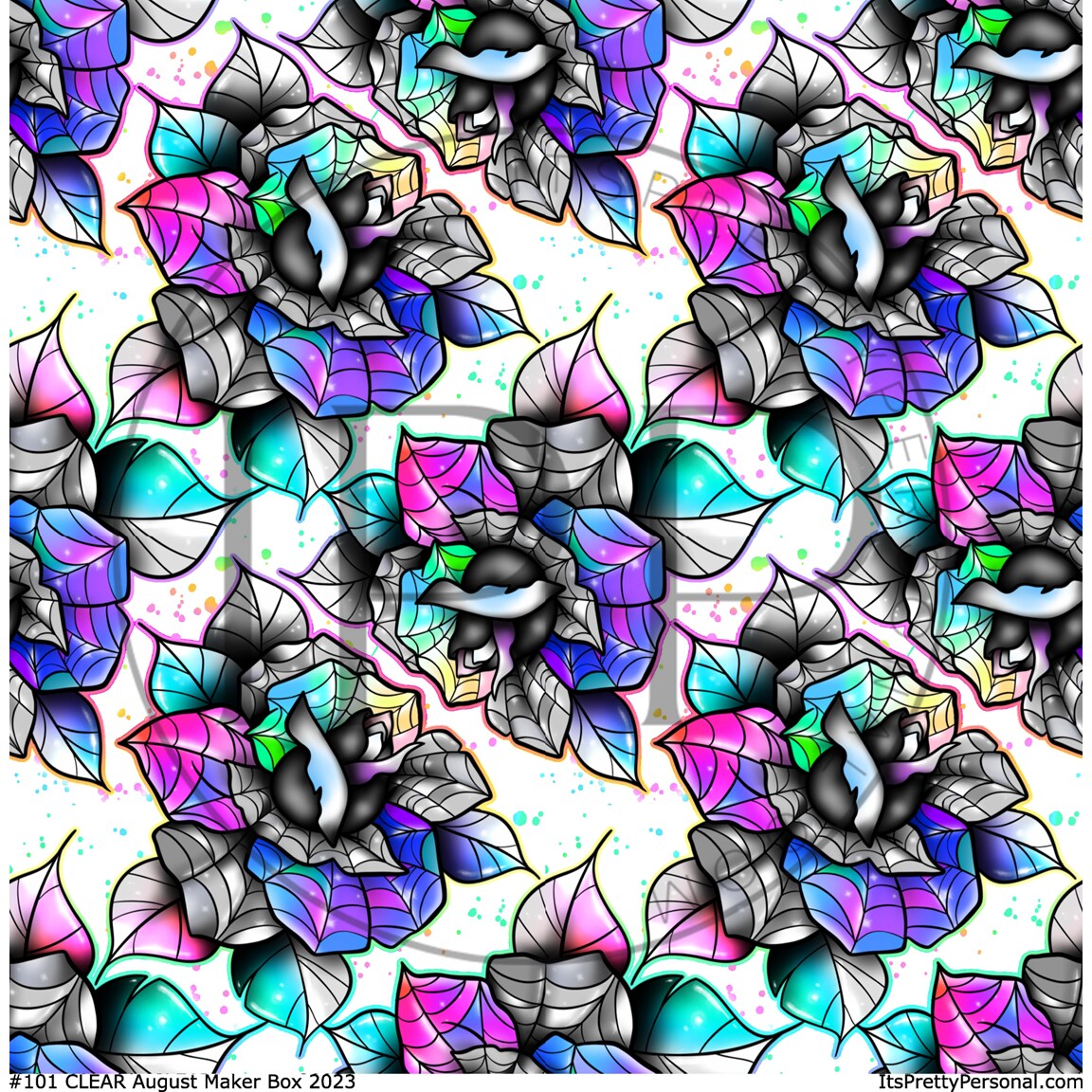 #101 CLEAR Stained Glass Rose- August Maker 2023 12x12 Pattern Vinyl