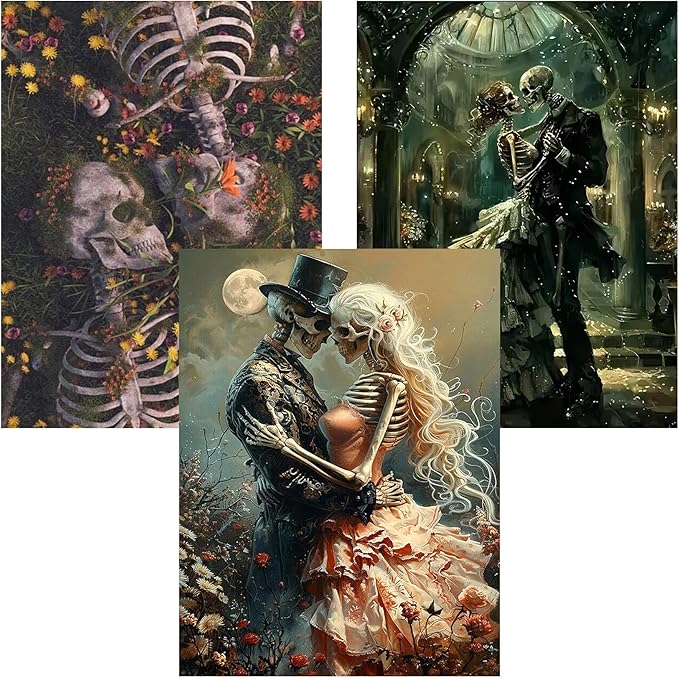 3 Pack Skull Diamond Art Kits for Adults, 12 x 16 Inch 5D Full