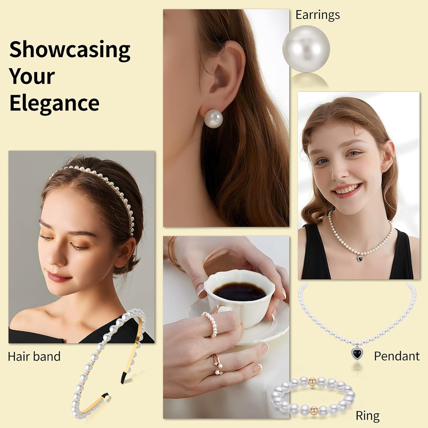 1200-Piece Pearl Beads Bracelet Making Kit – White Pearl & Gold Spacer Beads Set with Charms, String & Tools for DIY Jewelry Making