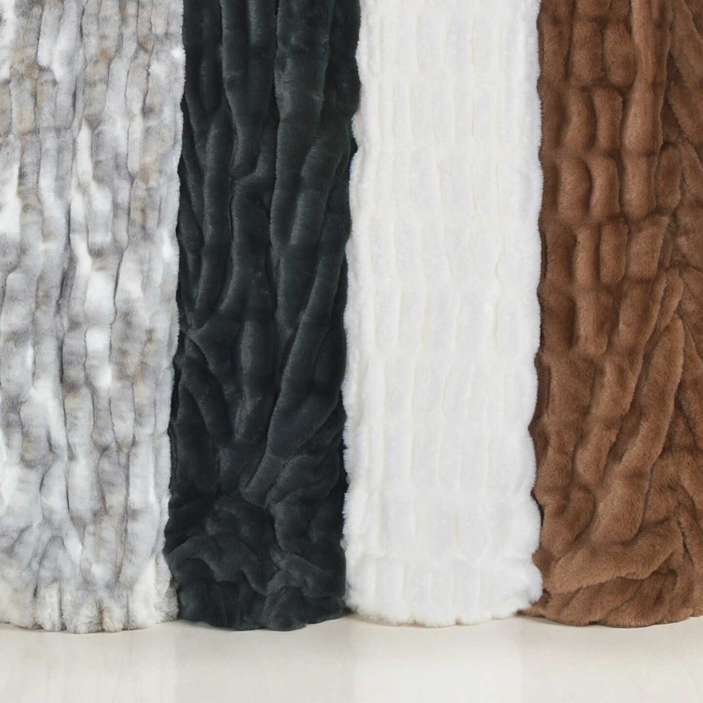 Faux Fur Throw Blanket - 50x60 Inch Luxury Rouched Design - Soft Plush Blanket for Couch, Sofa, and Bed - Premium Warm Cozy Home Decor - Brown