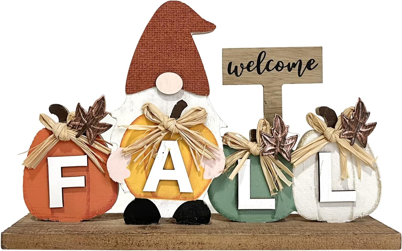 Wooden Gnome Sign Fall Decorations