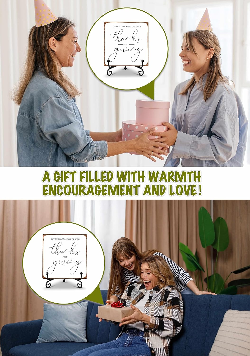 Let Our Lives Be Full Of Both Thanks And Giving Plaque Wooden Sign Table Decor