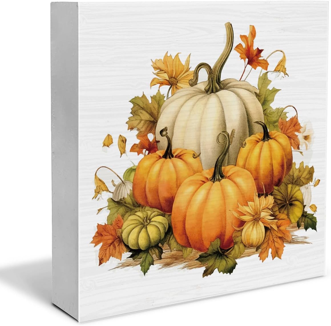 Wooden Block Sign Pumpkin Fall Decor