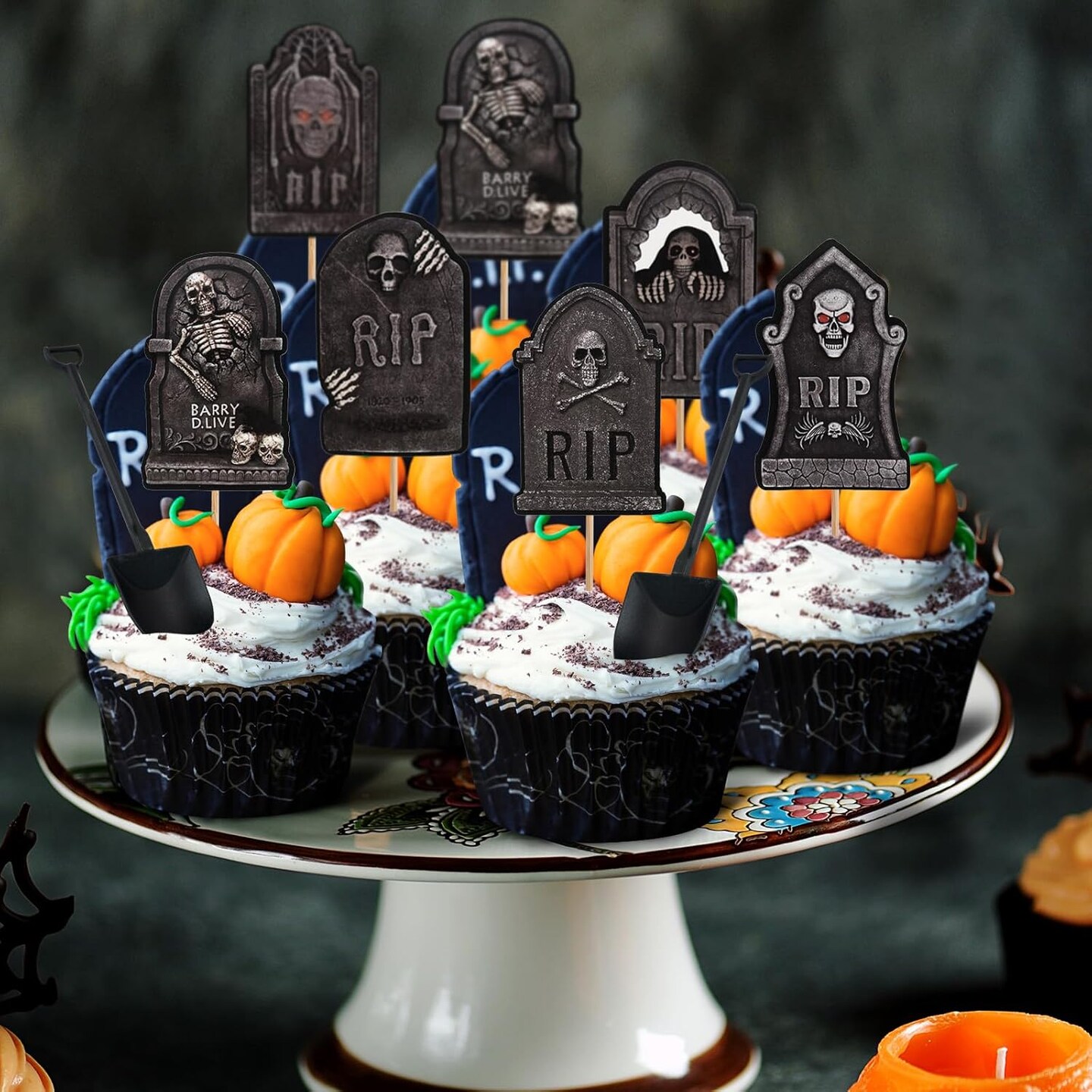48 Pcs Halloween Cupcake Toppers