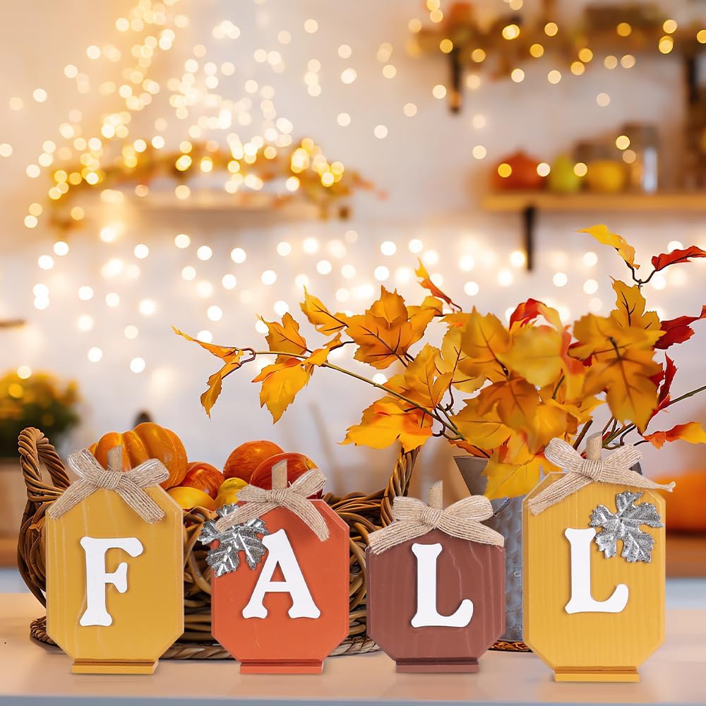 Pumpkin Wood Sign Table Fall Decorations