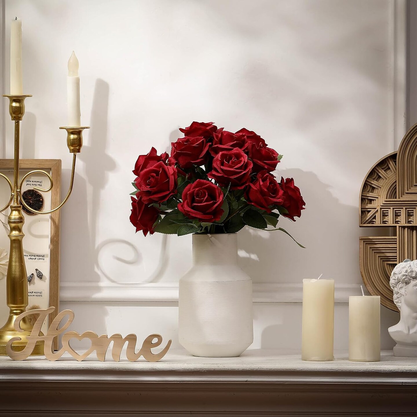 30 Pcs Rose Artificial Flowers in Bulk Real Touch Long Stem Silk Roses Bouquets Realistic