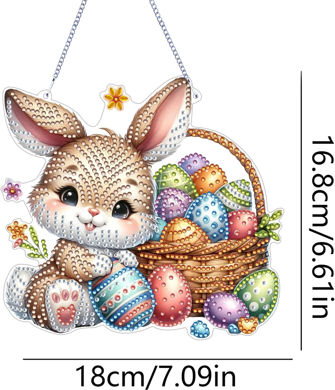 DIY Easter Bunny Hanging Diamond Art Kit – Special Crystal Resin Pendant 6.6×7 Inch Acrylic Diamond Painting Ornament