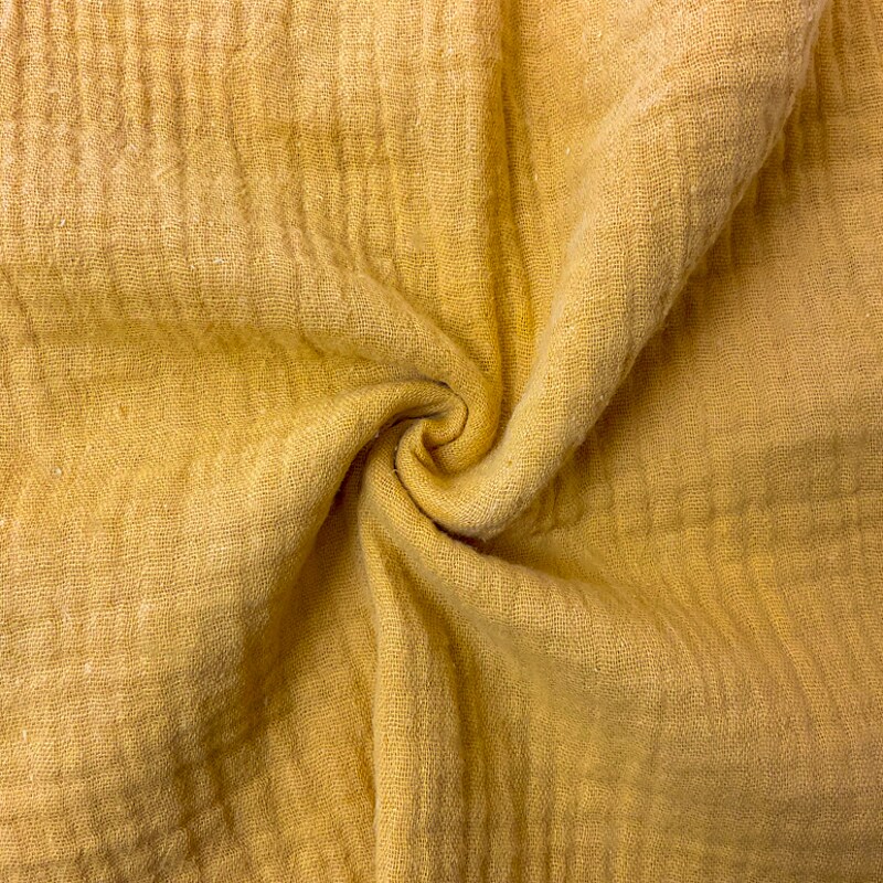 Mustard Yellow Cotton Solid Double Gauze Woven Fabric By the Yard