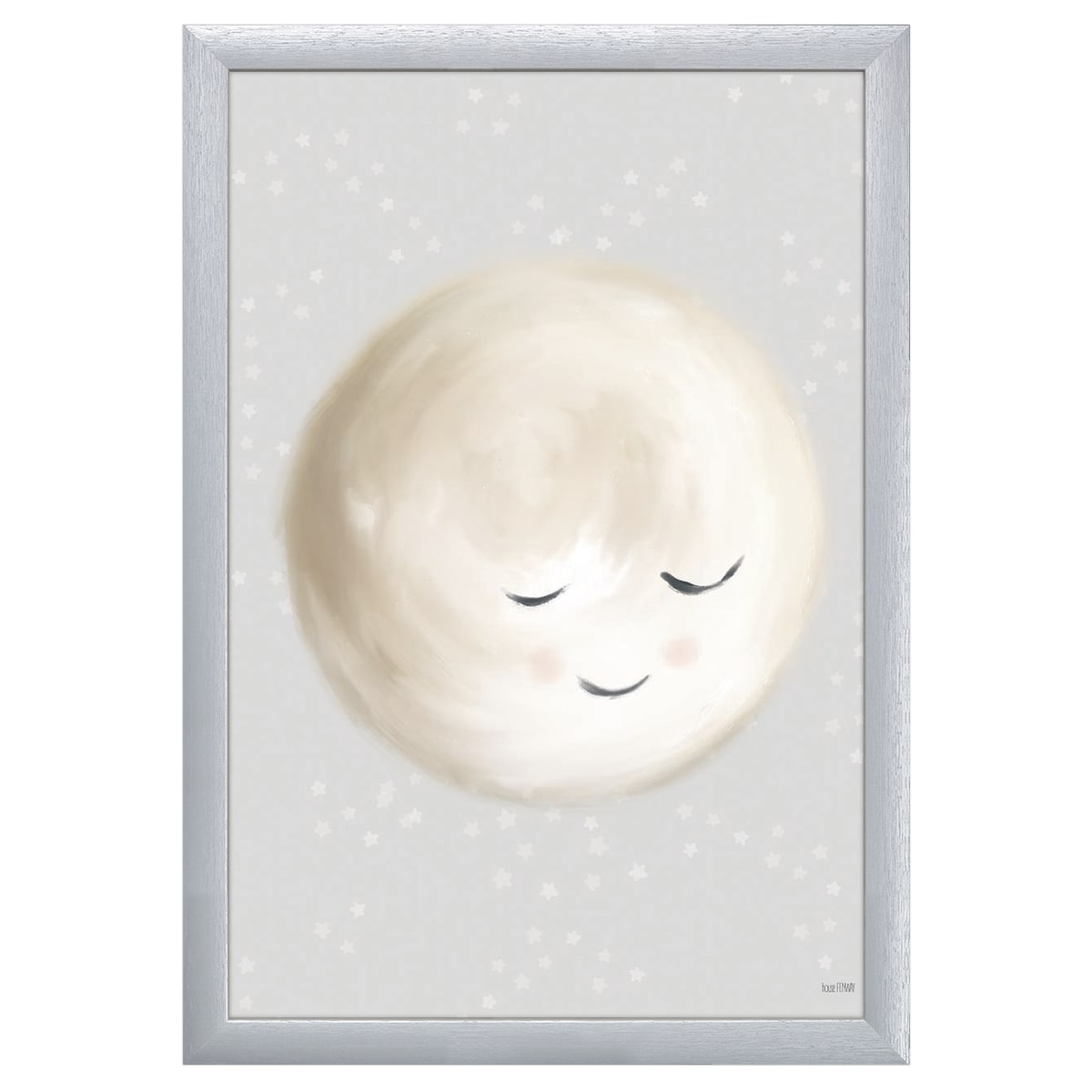 12" x 16" Happy Little Moon I Framed Wall Art, Contemporary Home Décor for Baby or Child's Room, Glass Facing and Hanging Hardware Included