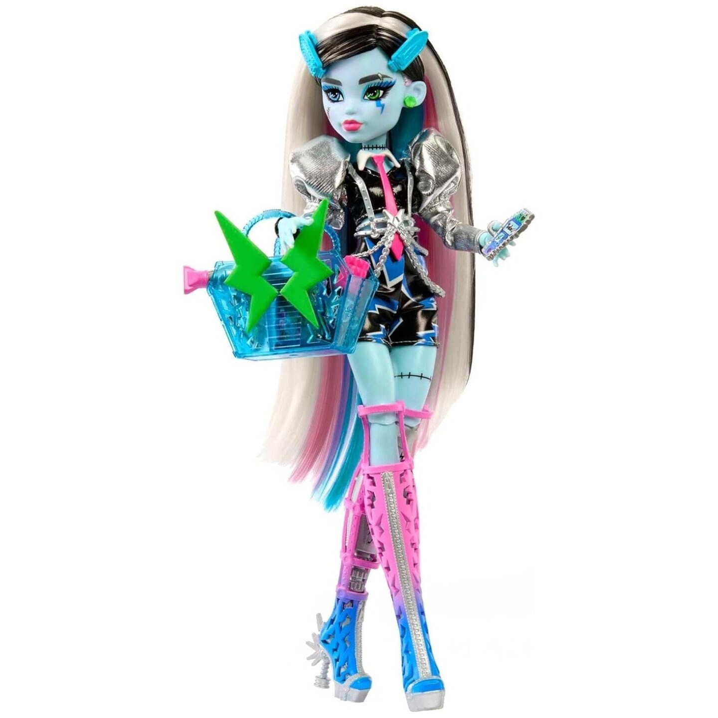 Monster High Doll, Amped Up Frankie Stein Rockstar with Instrument & Performance-Themed Accessories Like Headphones