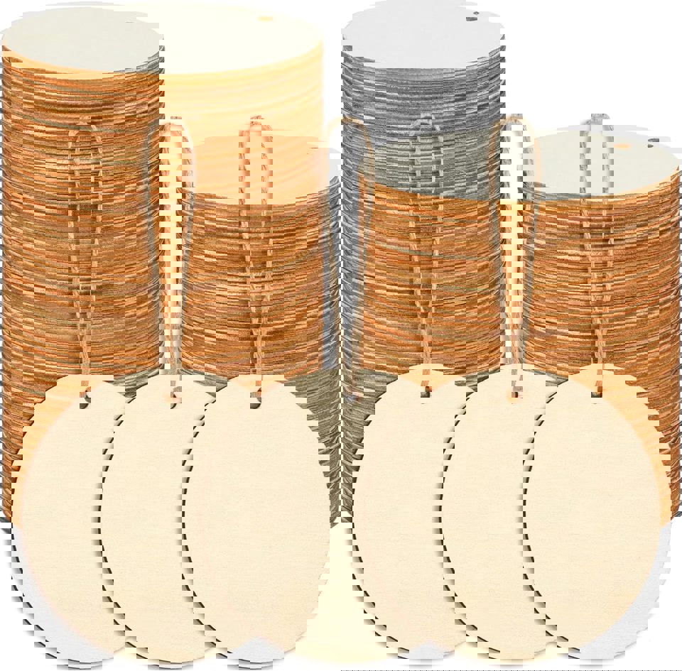 3" Unfinished Wood Circles 10 Pack – Blank Round Wooden Discs for DIY Crafts, Ornaments & Painting Projects (Strings Not Included)