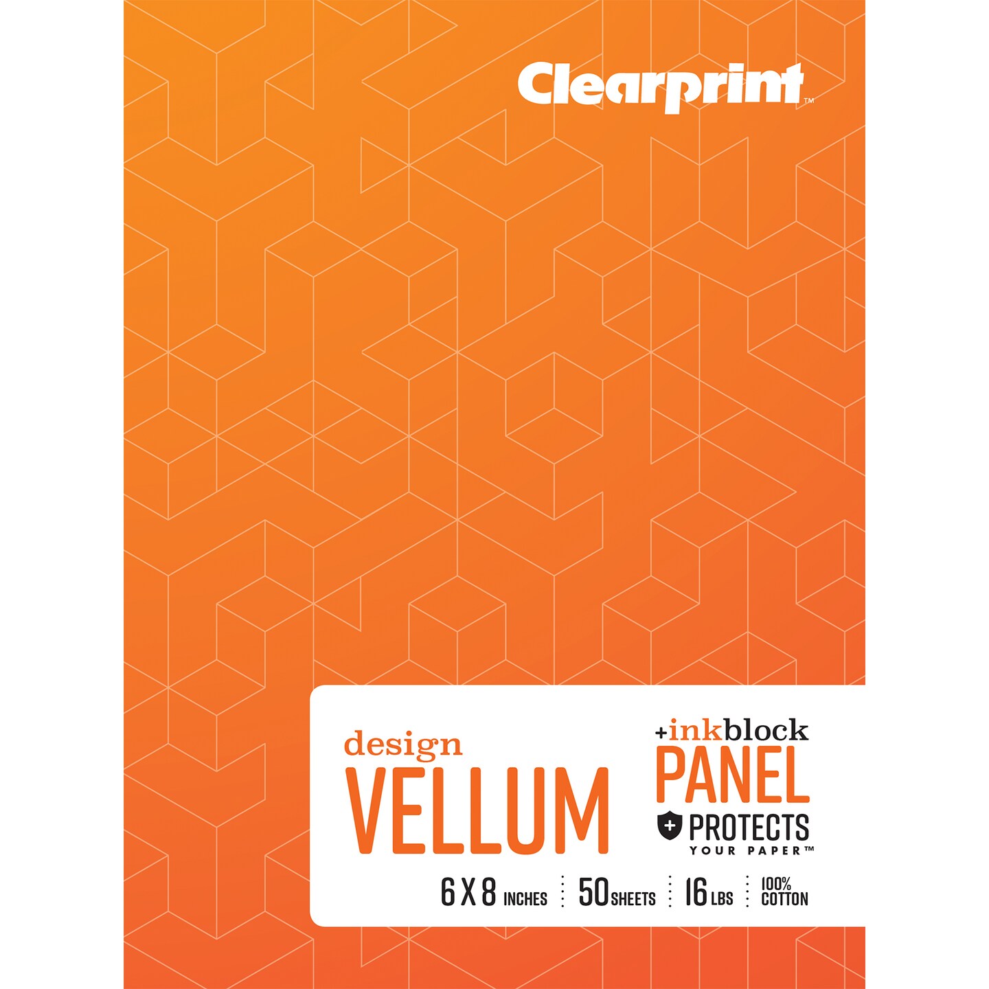 Clearprint 1000H 100% Cotton Design Vellum Field Book with "Ink Block" Panel and Fade-Out Grid, 16 lb. / 60 GSM, 50 Sheets/Book
