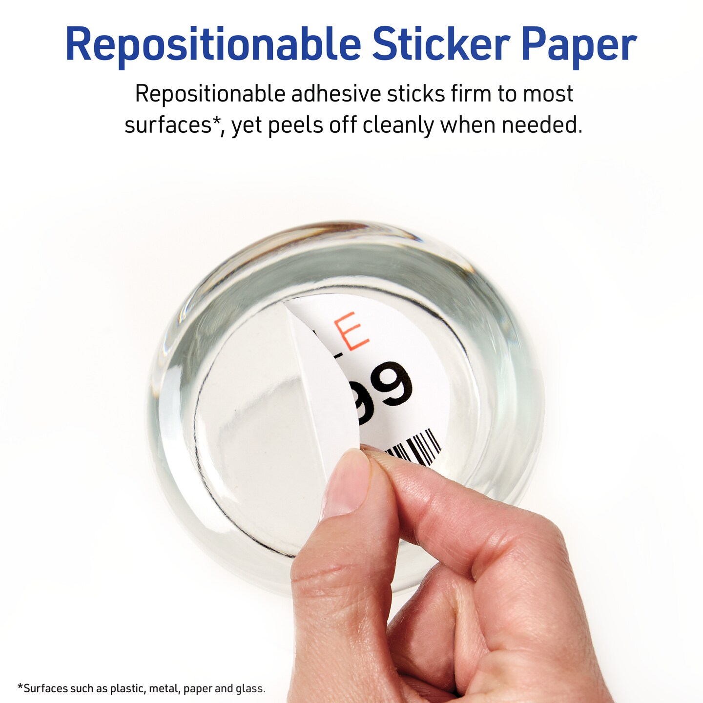 Avery Printable Sticker Paper, 8.5&#x22; x 11&#x22;, Matte White, Repositionable Adhesive, Laser &#x26; Inkjet Compatible, 30 Full-Size Label Sheets (2-Pack of 3383)