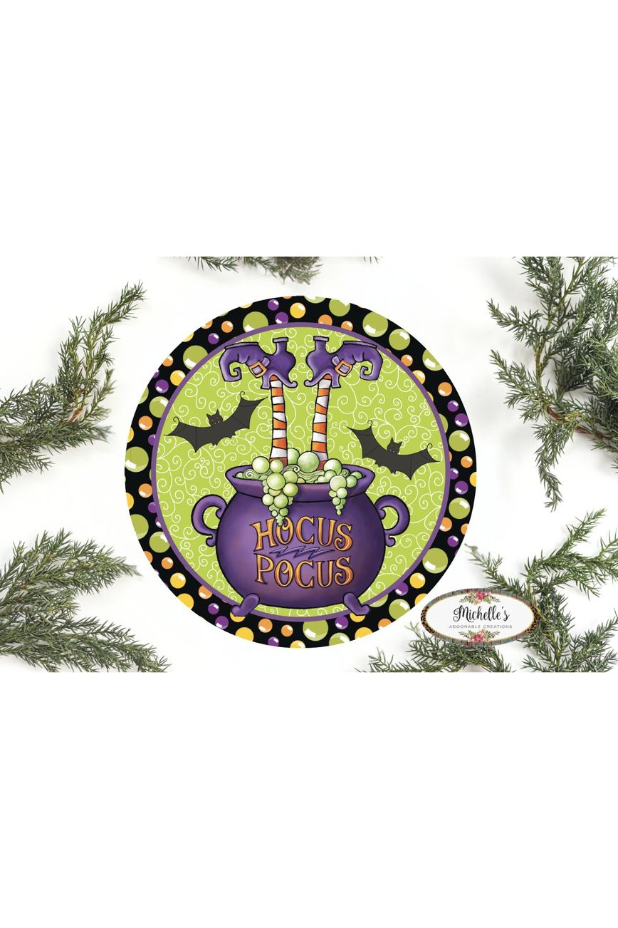 Hocus Pocus Witch Leg Cauldron Sign