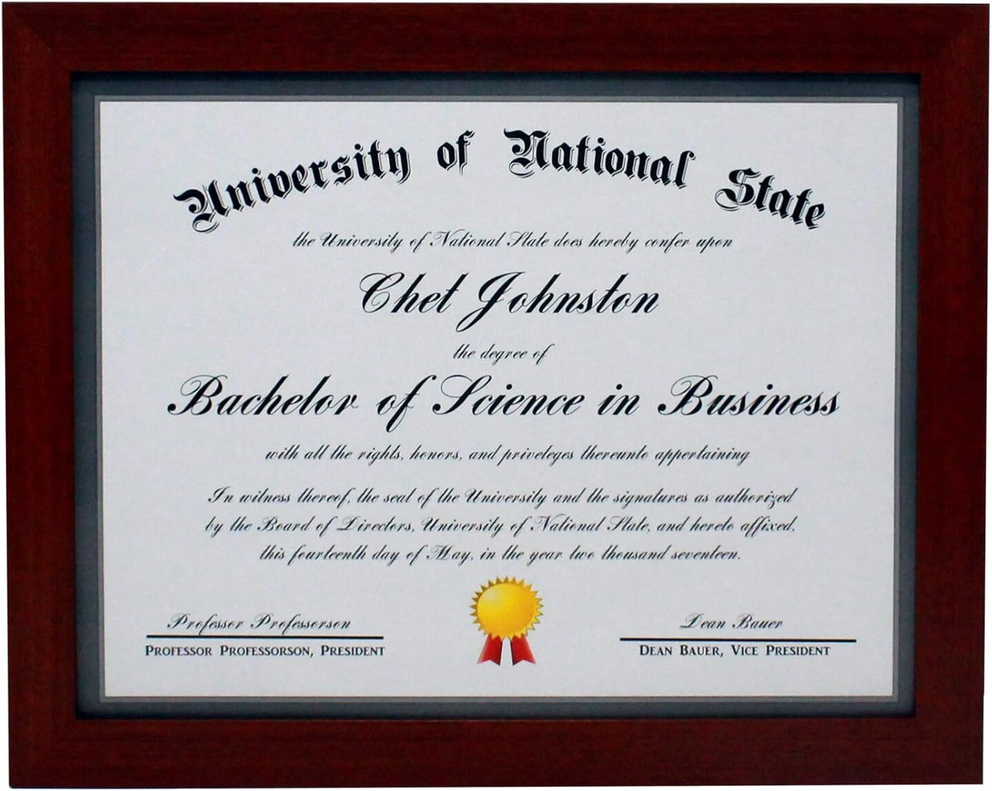 8.5x11 Mahogany Gallery Certificate and Document Frame - Wide Molding - Includes Both Attached Hanging Hardware and Desktop Easel - Award, Certificates, Documents, a Diploma, or a Photo 8.5 x 11