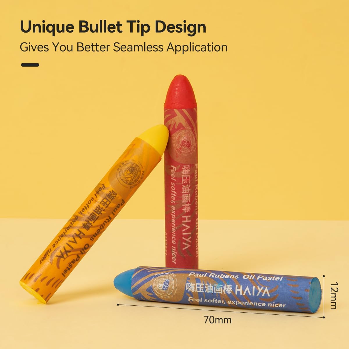 Oil Pastel Set, Artist Oil Pastels, Oil Art Kit, Includes 72 Brightly Colored HAIYA Soft Oil Pastels + 1 Palette Knife+ 1 Roll of Masking Tape+ 1 Acrylic Marker + 10 Oil Pastel Paper