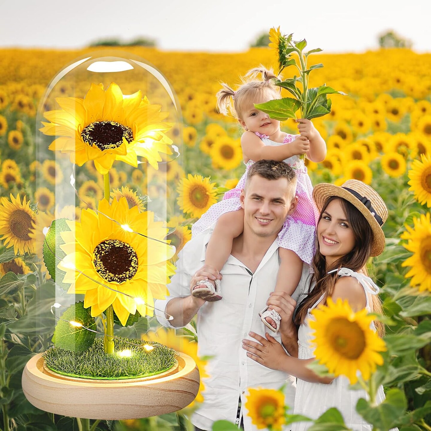 Birthday Gifts for Women Mothers Day Sunflower Gifts for Mom from Daughter, Mom Gifts for Women Sister Grandma Wife Teacher Friends Female,Mothers Day Flowers Gifts,Sunflowers Decor in Glass Dome