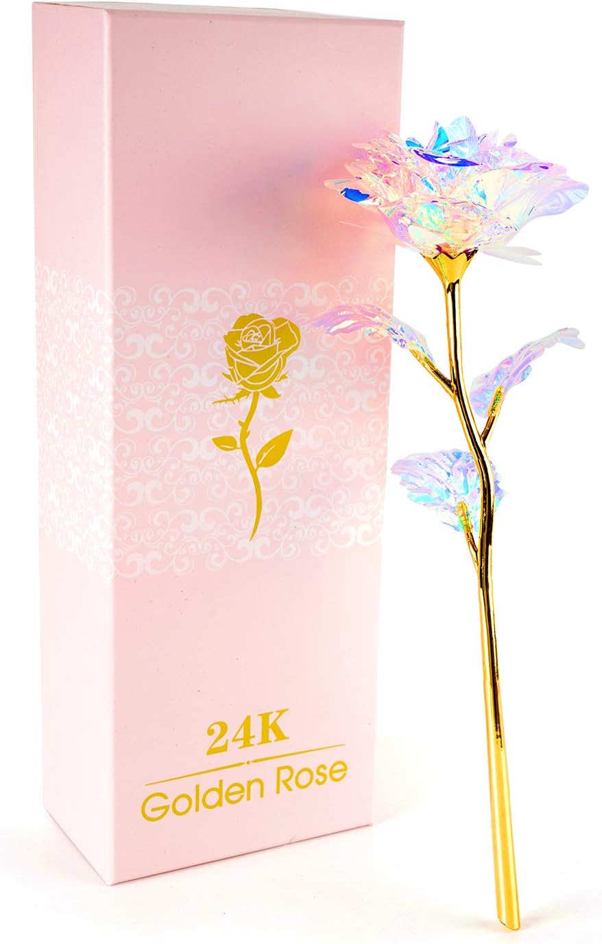 Mothers Day Mom Gifts for Women Birthday Gifts for Women Galaxy Rose Glass Flowers Forever Eternal Roses Artificial Flowers Gifts for Grandma Wife Daughter