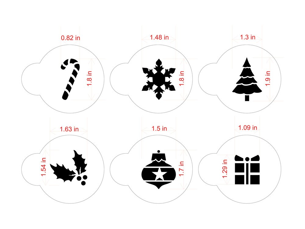 Holiday Cupcake and Cookie Stencil Tops | C073 by Designer Stencils | Cookie Decorating Tools | Baking Stencils for Royal Icing, Airbrush, Dusting Powder | Reusable Plastic Food Grade Stencil for Cookies | Easy to Use &#x26; Clean Cookie Stencil