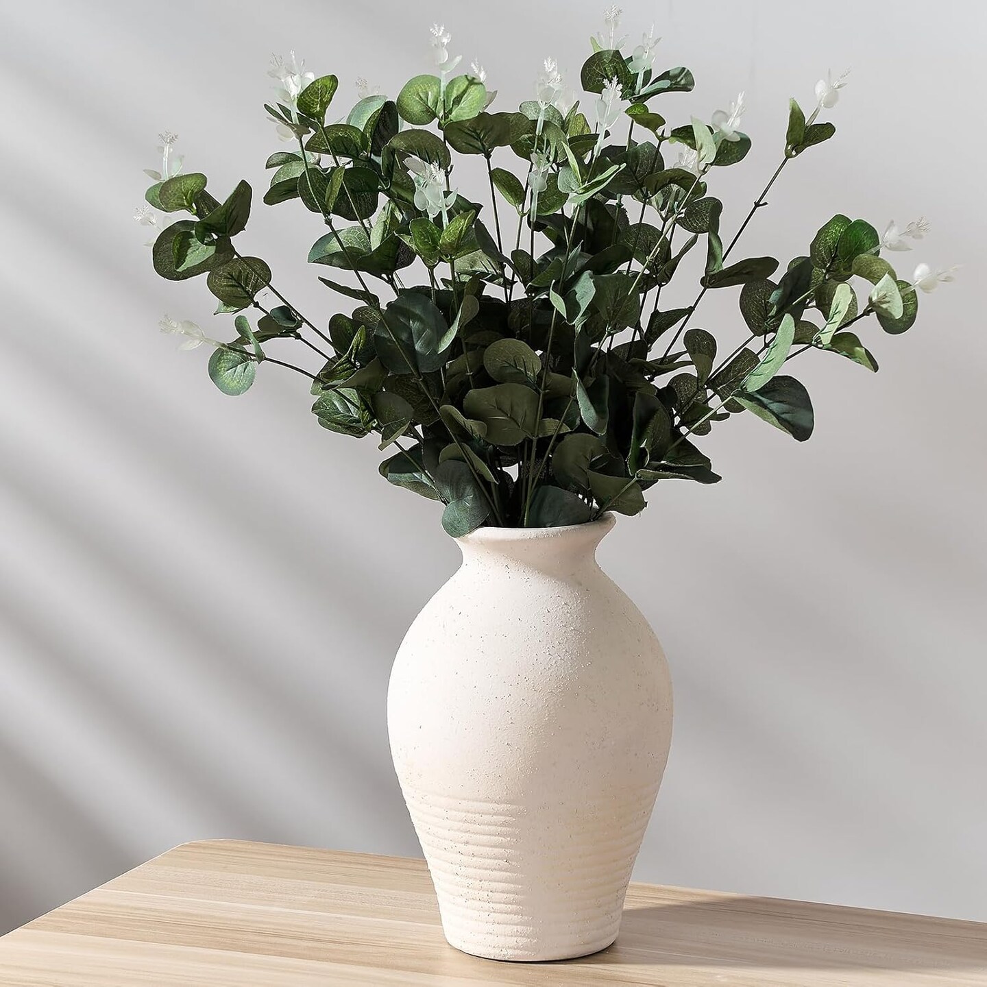 Ceramic Rustic Farmhouse Vase (Off-White) 9.2 inch