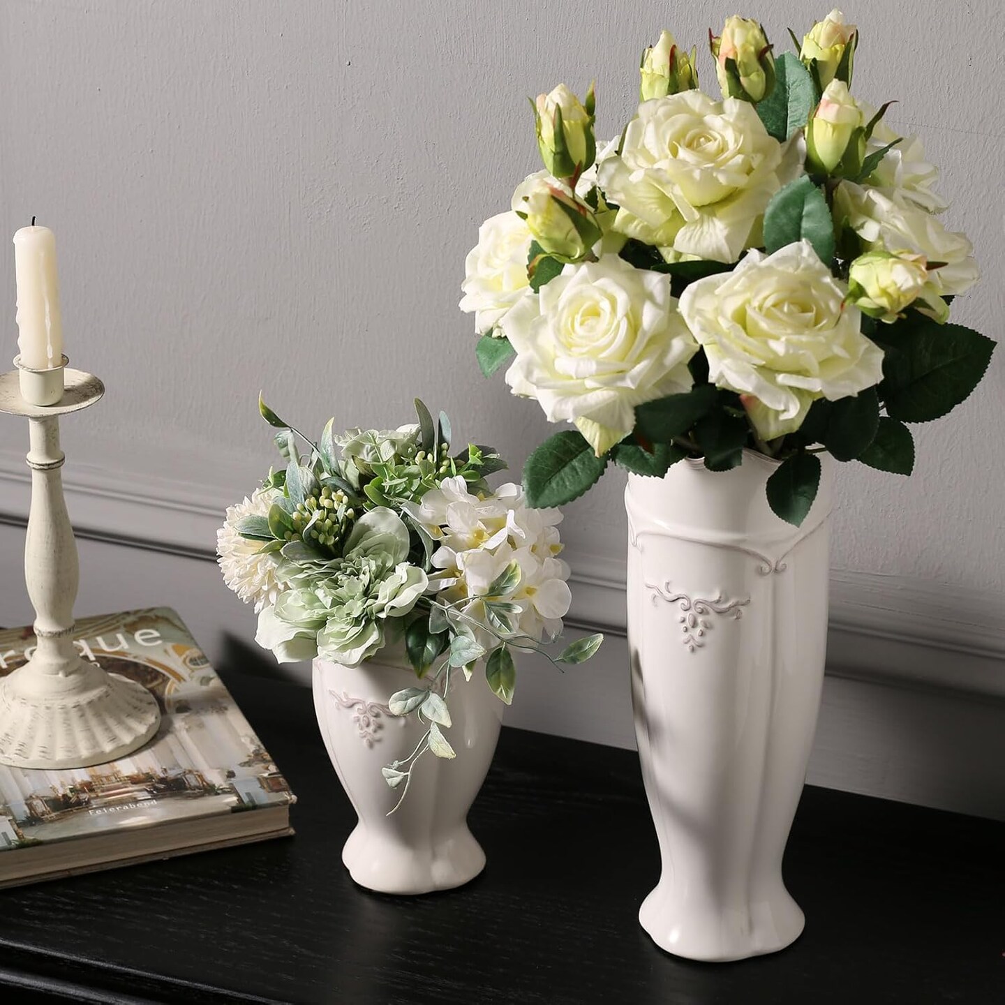 White Vase for Flowers, Ceramic vase for Home Decor