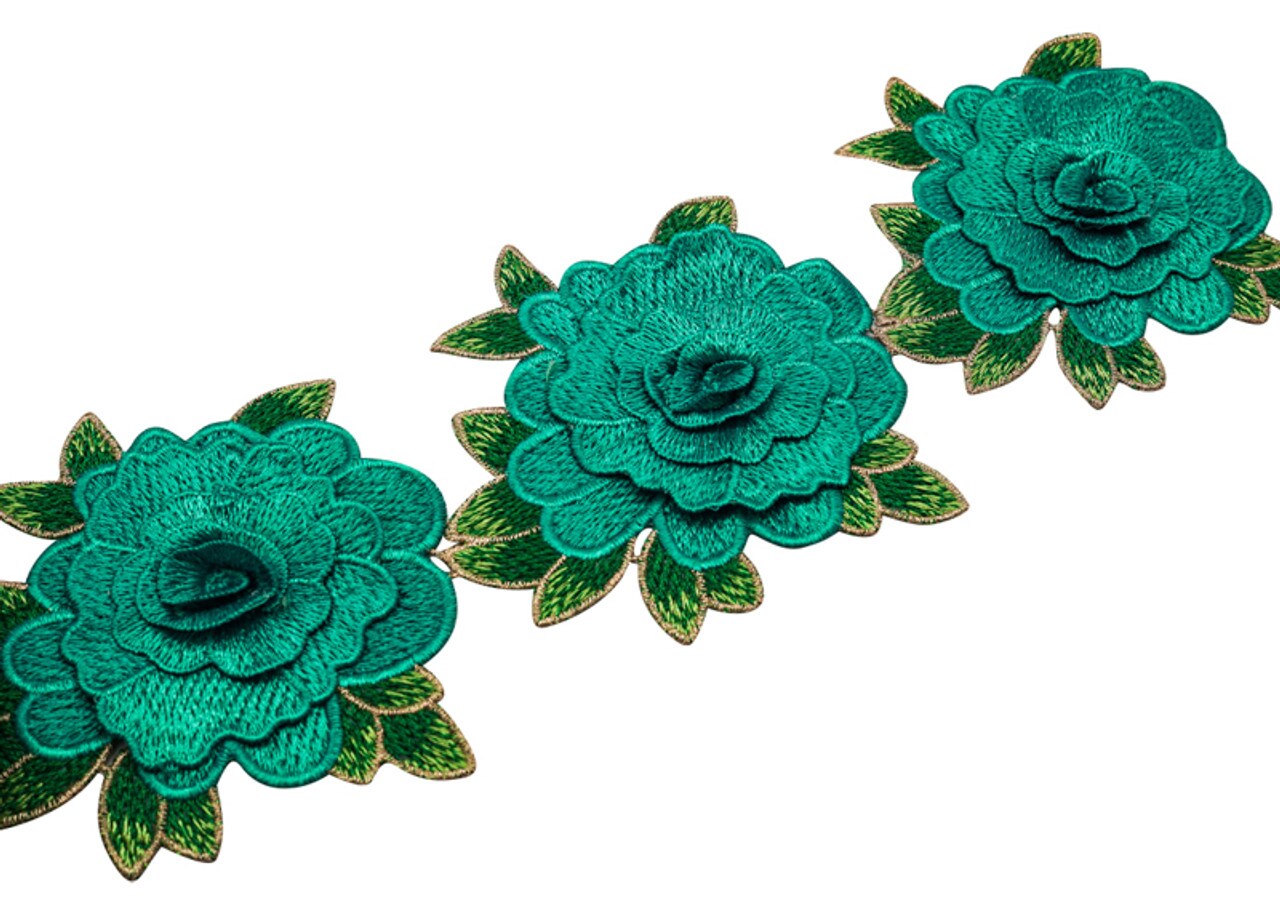4 1/2&#x22;x 5 Yards Emerald Green Rose Trim