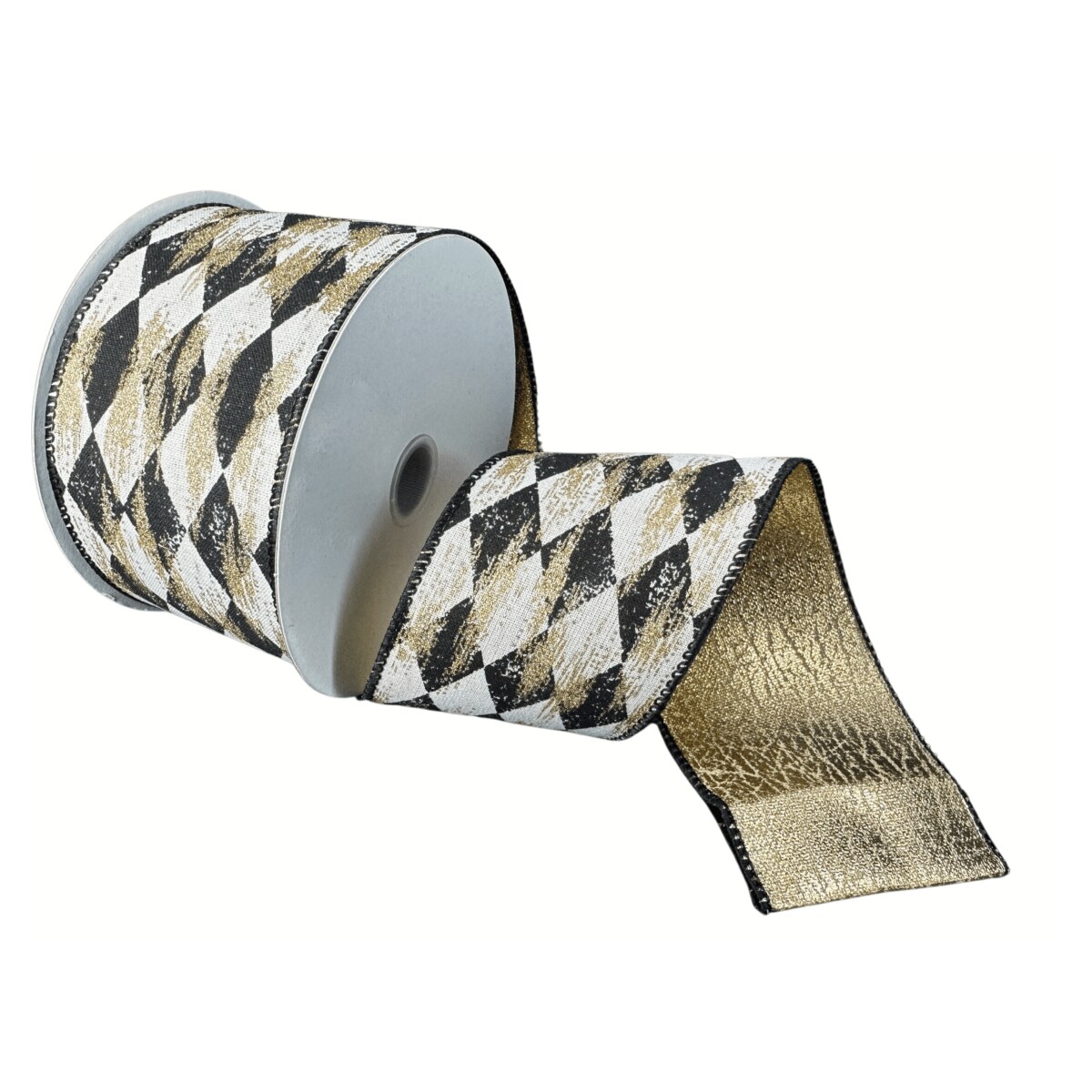 2.5&#x22; Antique Harlequin Ribbon: Black (10 Yards)