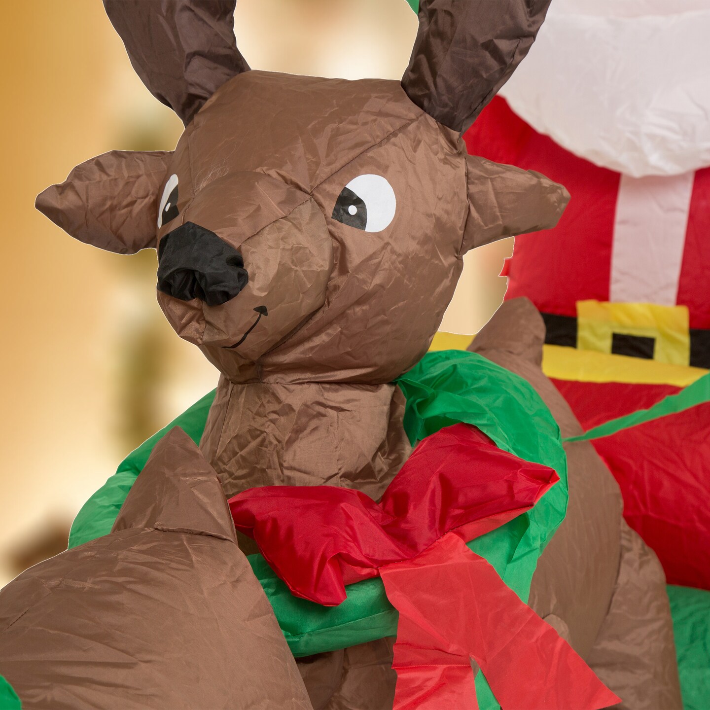 7FT Lighted Inflatable Santa Sleigh Decor