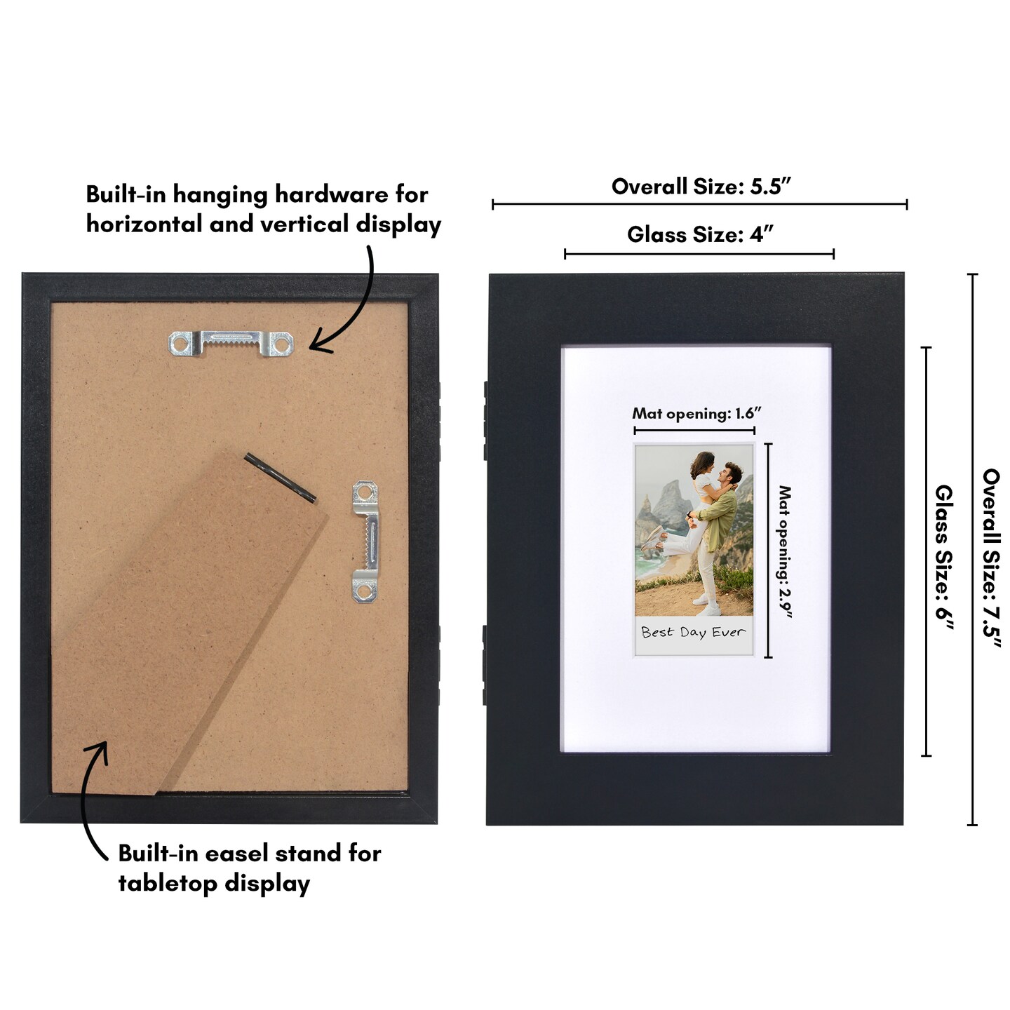 Americanflat 4x6 Picture Frame with Storage - Use as 2x3 Frame for Instant-Print Photos - Storage Frame Holds up to 40 Photos - Black