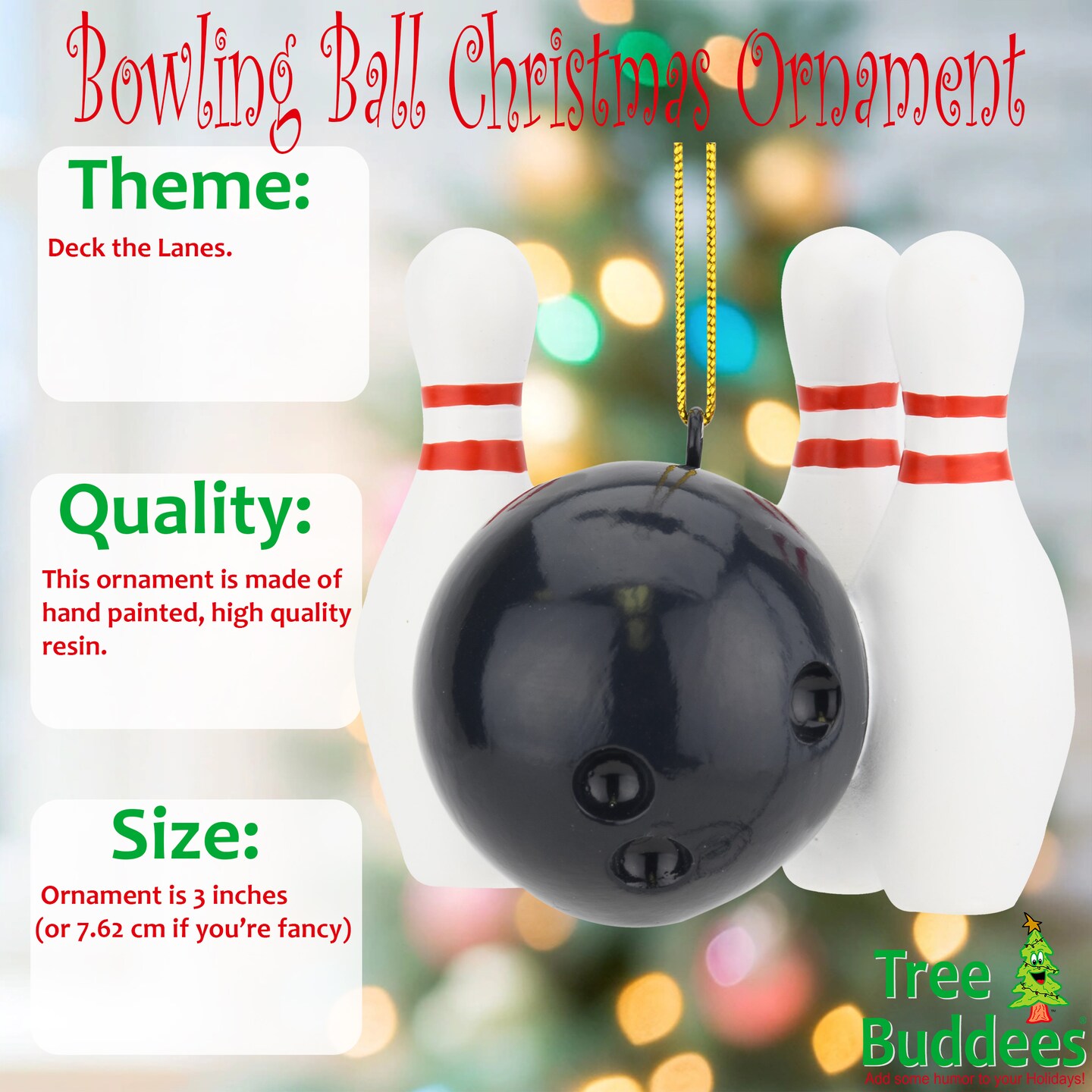 Bowling Ball and Pins Christmas Ornaments