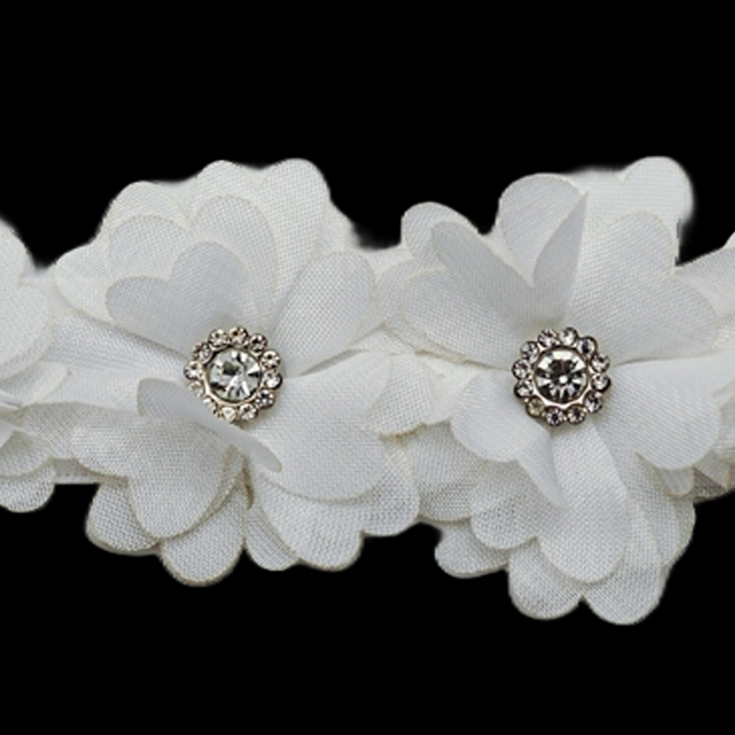 2&#x22; x 10 Yards White 3D Flower Rhinestone Organza Trim