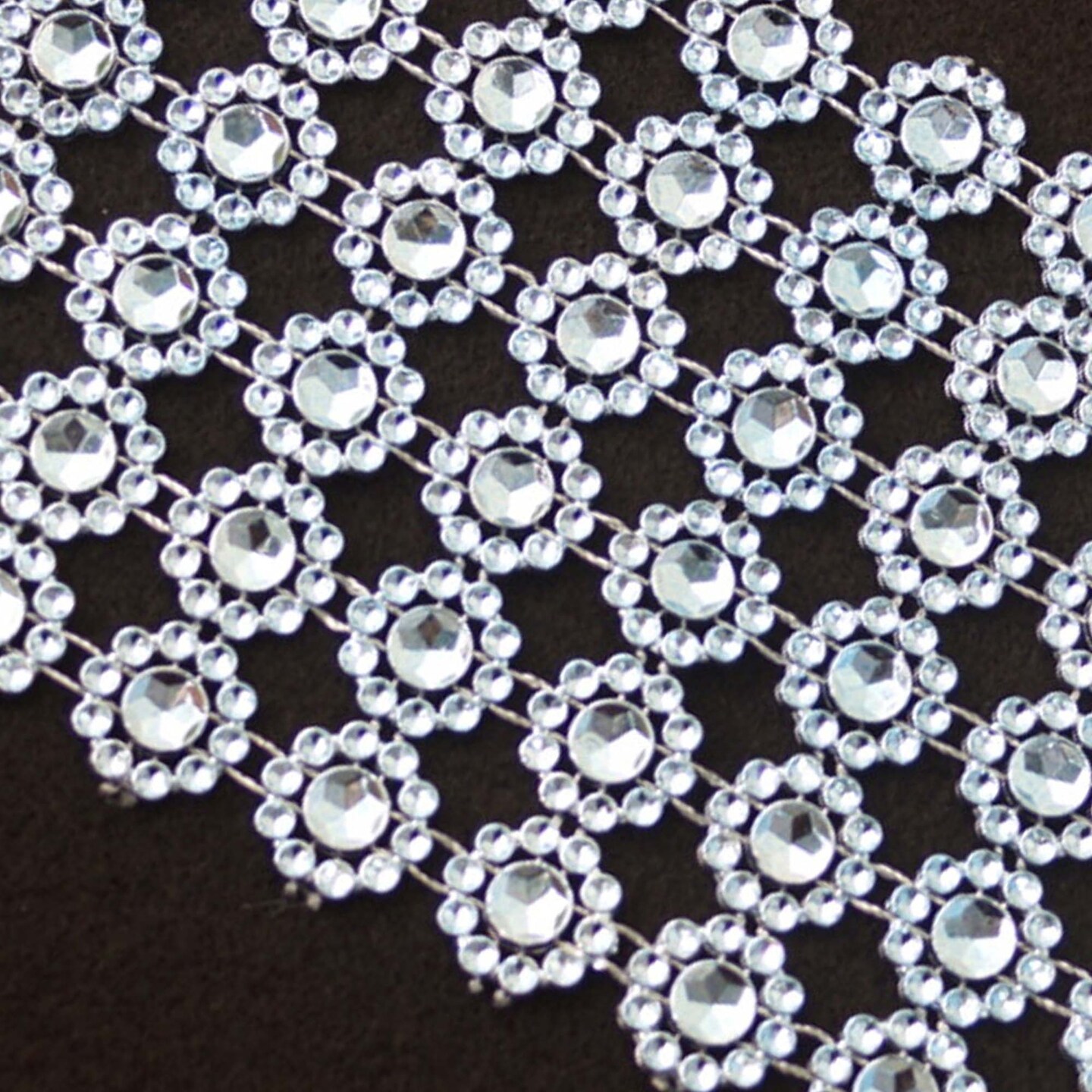 1.5&#x22; x 10 Yards Silver Diamond Mesh Ribbon 5 Rolls of Rhinestone Bling Ribbon