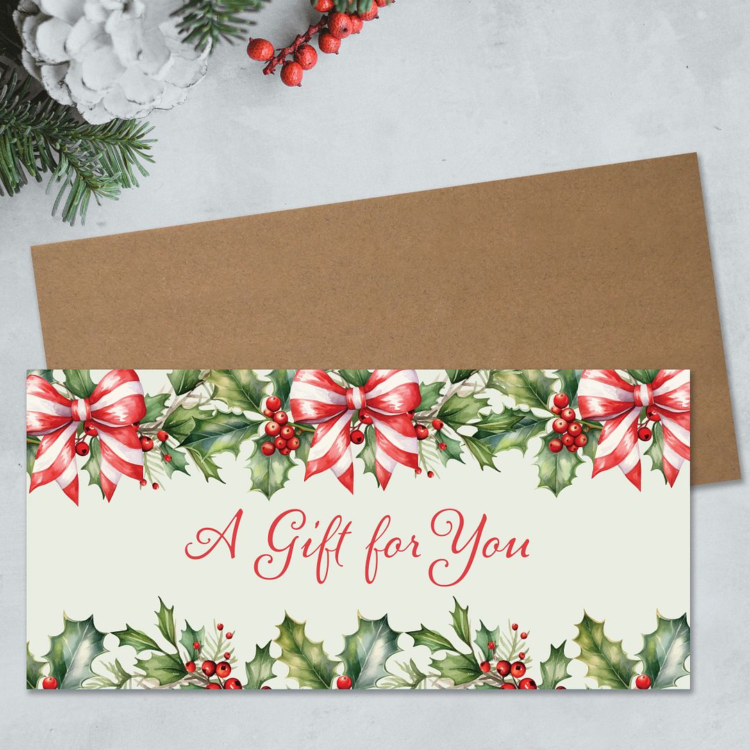 Great Papers! Holly &#x26; Holiday Bow Gift/Money Card Holders with Envelopes, 6.5&#x22; x 11&#x22;, 12 Count