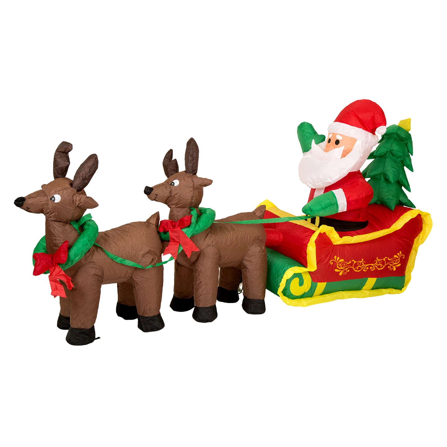 7FT Lighted Inflatable Santa Sleigh Decor