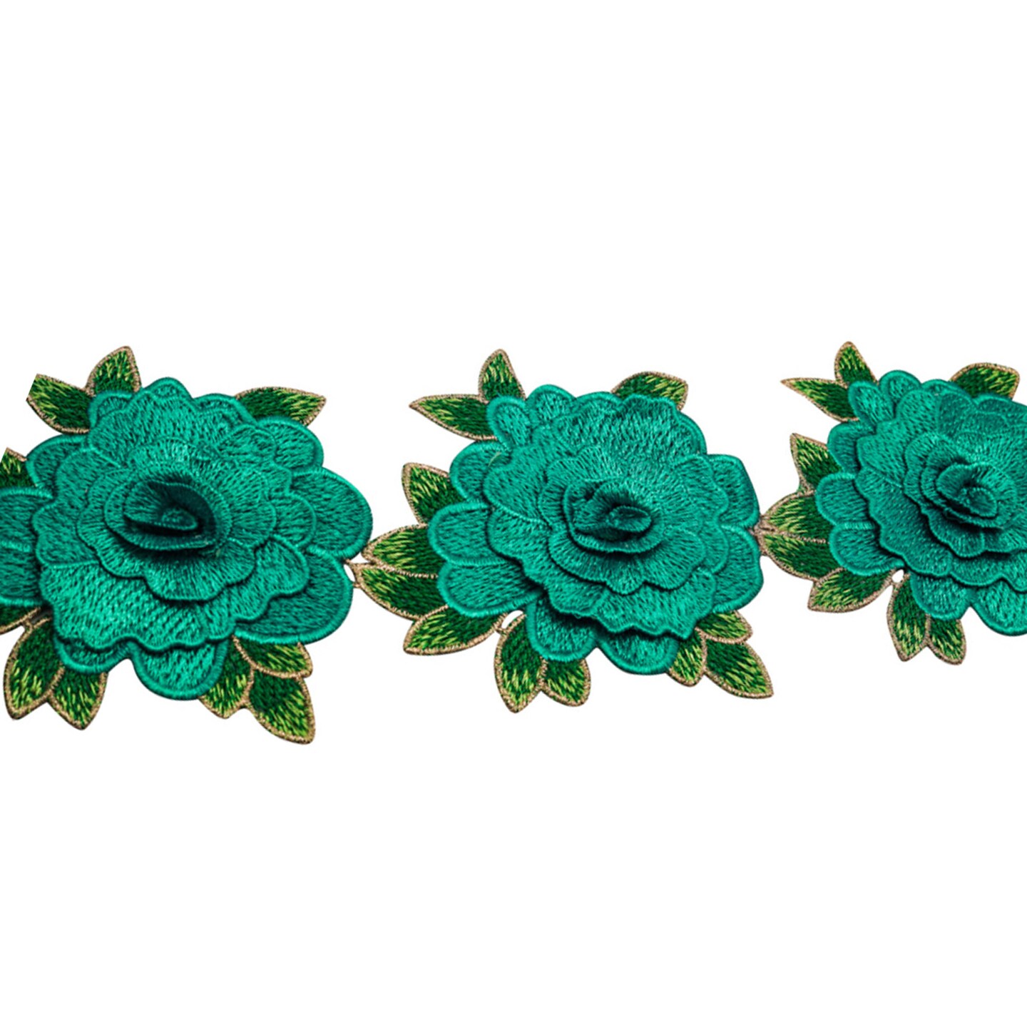 4 1/2&#x22;x 5 Yards Emerald Green Rose Trim