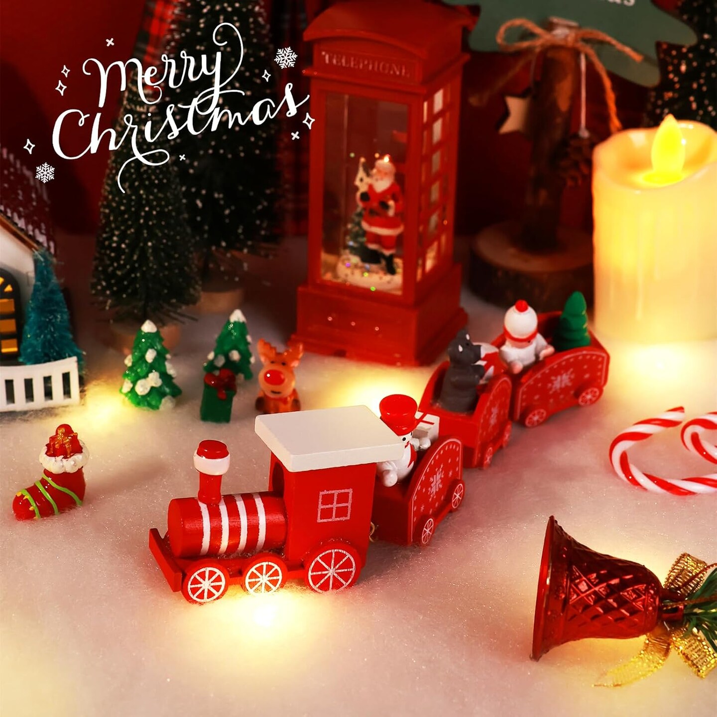 1 Set LED Christmas Fake Snow Blanket Roll with Lights, Artificial Snow Blanket with 100 LED Light Strings,Winter Decor for Christmas Trees Village Craft Indoor Outdoor