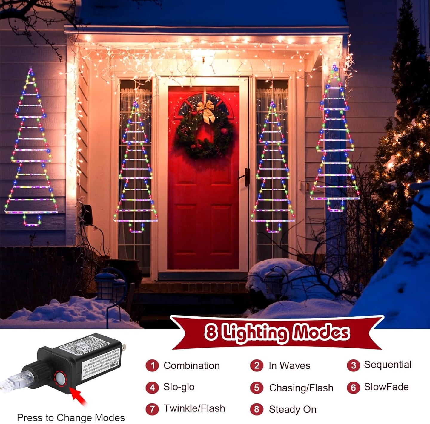 LED Christmas Light 4.3ft Christmas Decorative Ladder Tree Lights,165 LED Outdoor Christmas Decorations Lights for Home,Wall,Window,Xmas Tree Decor (Multicolor)