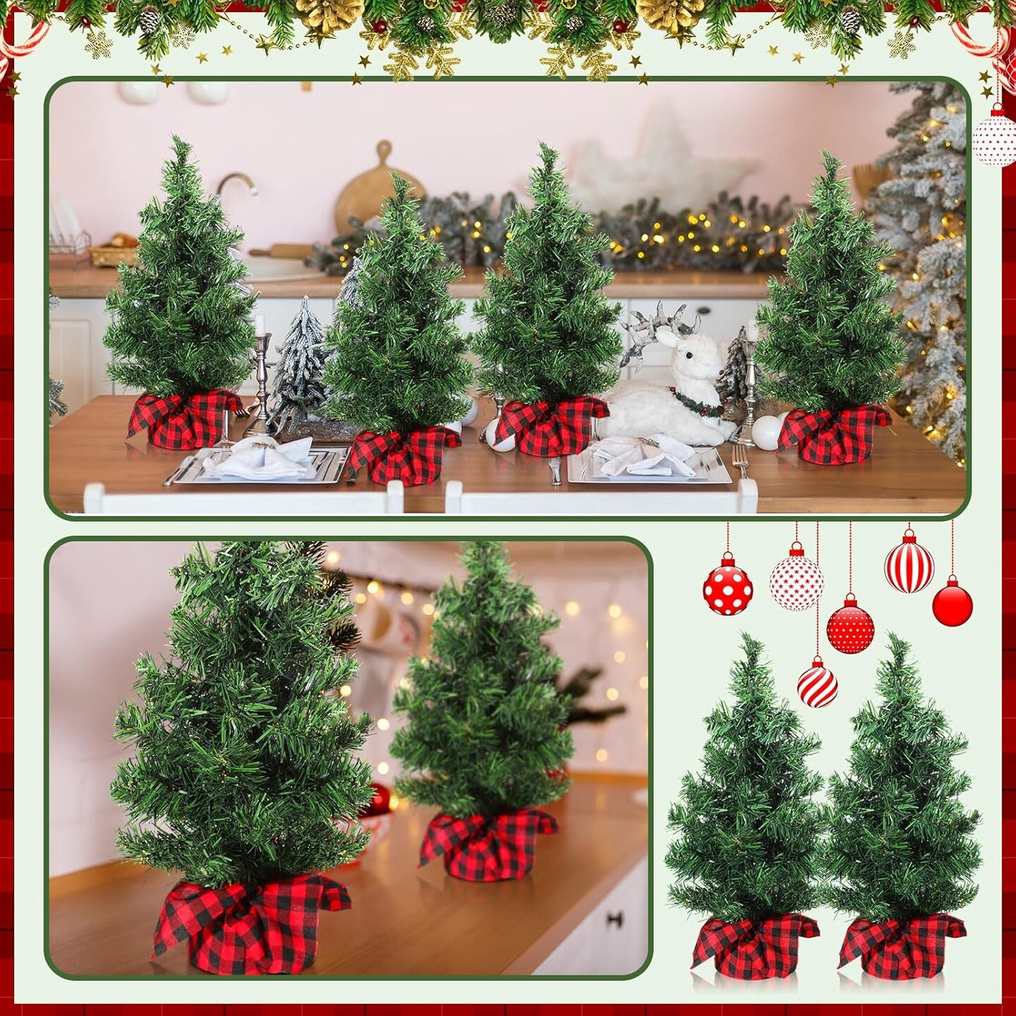12 Pcs Mini Artificial Christmas Tree(Green)17.64 x 13.5 x 5.51 inches