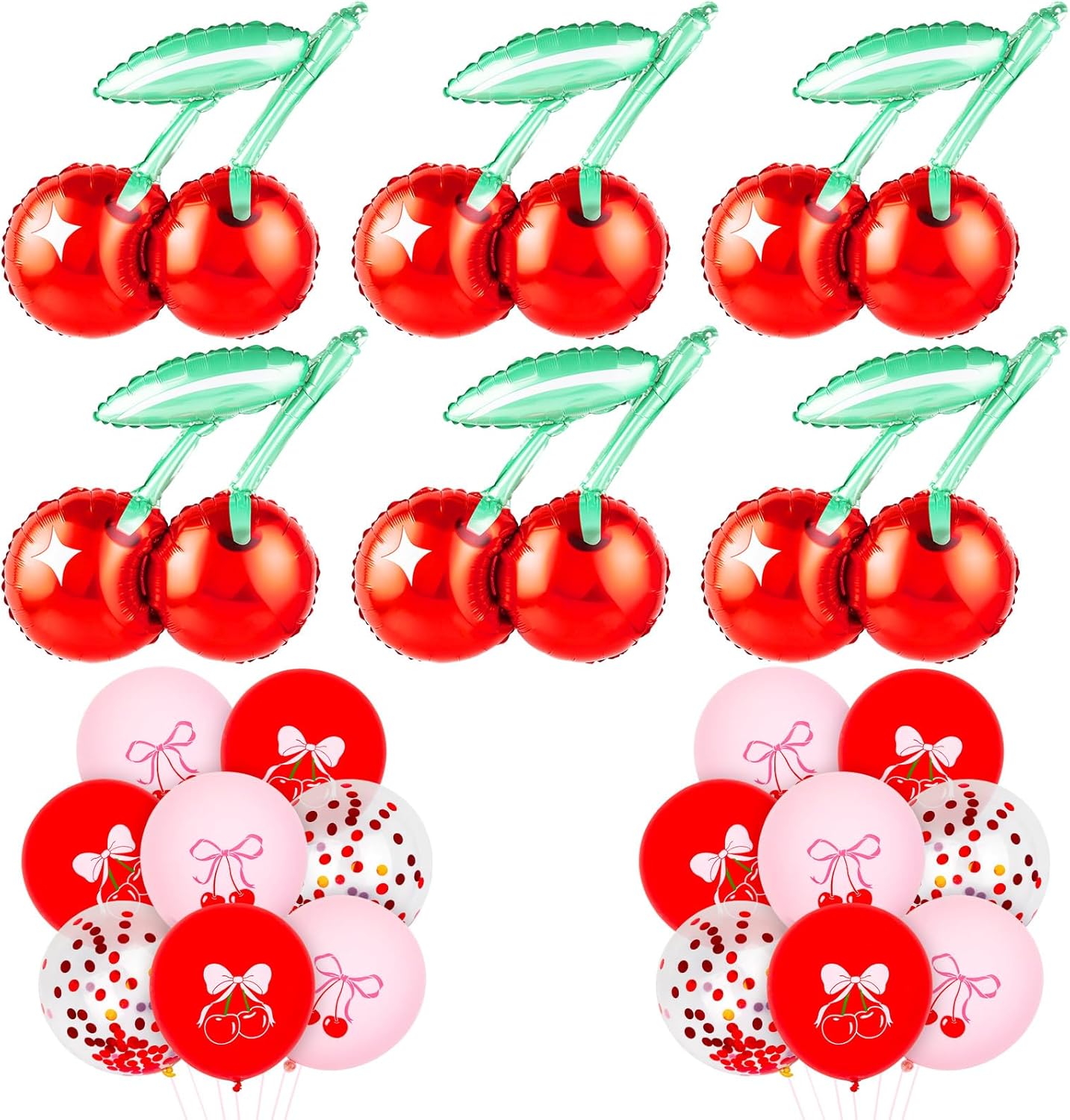 Red Summer Fruit Cherry Themed Foil Latex Balloons(Red)0.5 x 0.5 x 0.5 inches