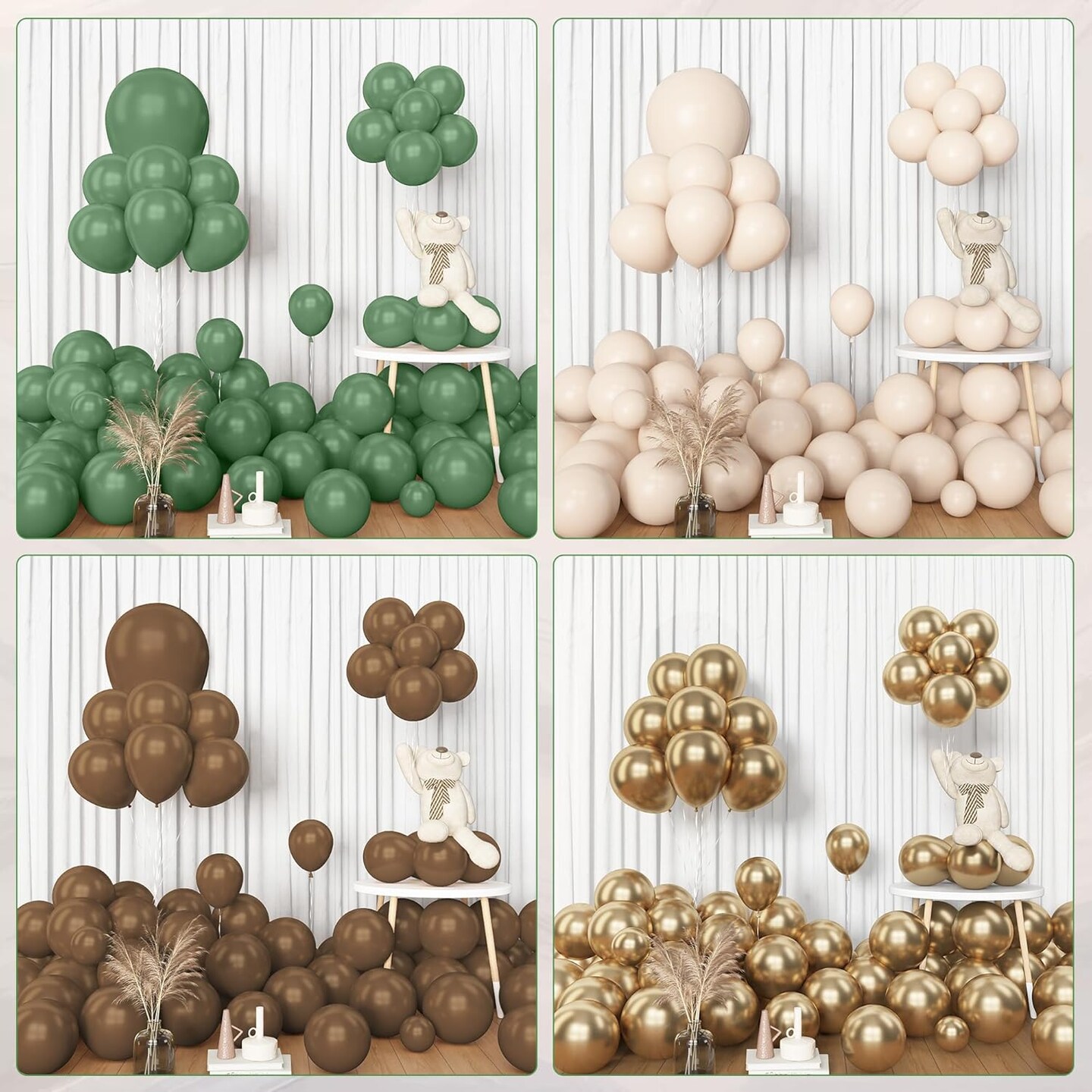 153pcs Sage Green Brown Balloon Garland Arch Kit (Sage Green) 	18" / 12" / 10" / 5"
