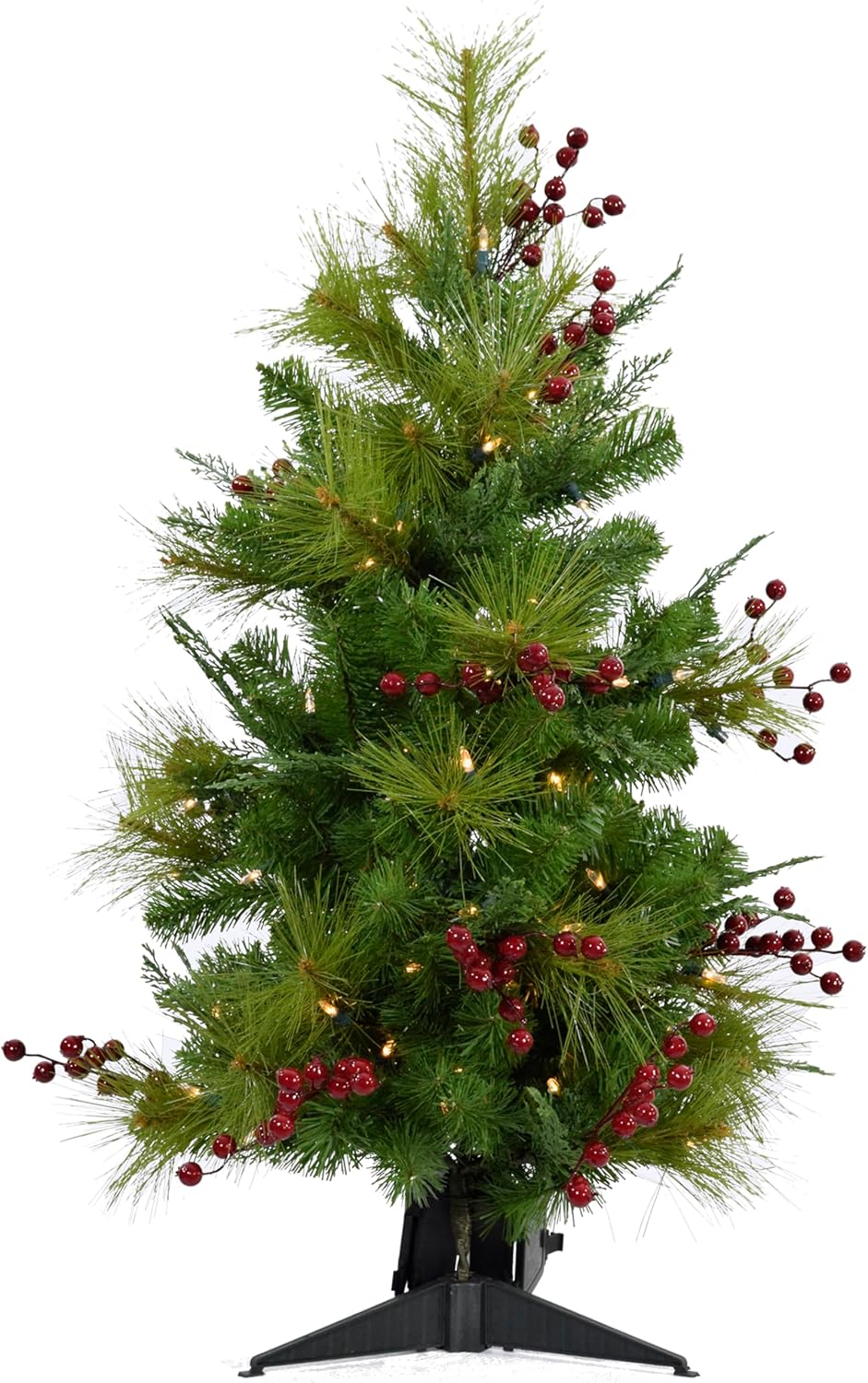3-Ft Newberry Christmas Tree with Cranberry Twigs and Warm White Led Lights
