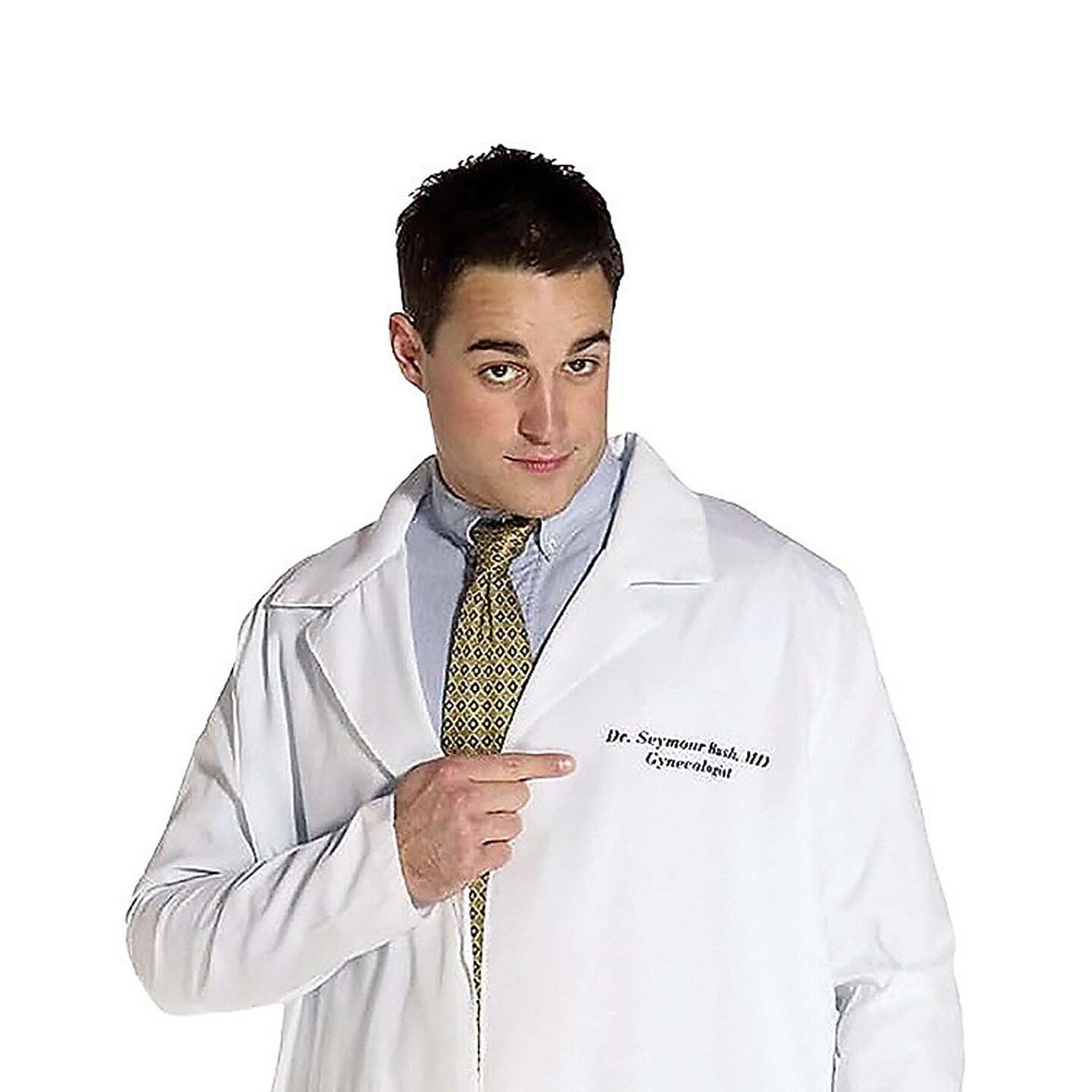 Funny Lab Coat Costume with Hilarious Doctor Seymour Bush Name Tag
