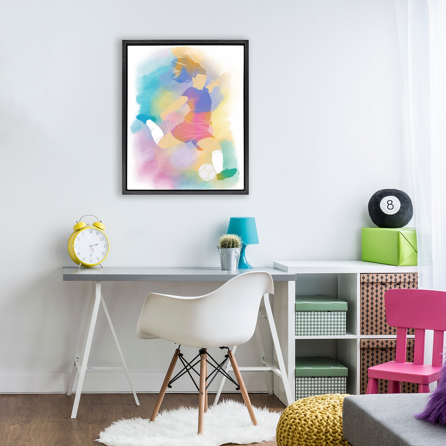 Stupell Industries Colorful Sports Soccer Black Framed Floater Canvas Wall Art, design by Marcus Prime