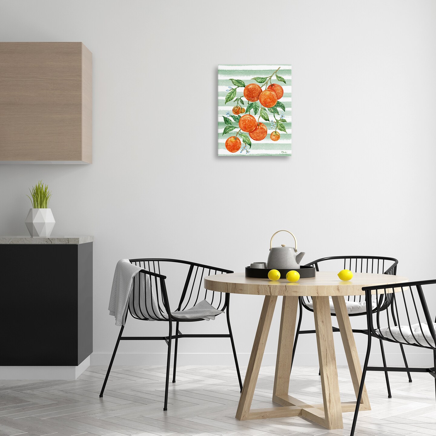 Stupell Industries Juicy Orange Vine & Stripes Canvas Wall Art, design by Paul Brent