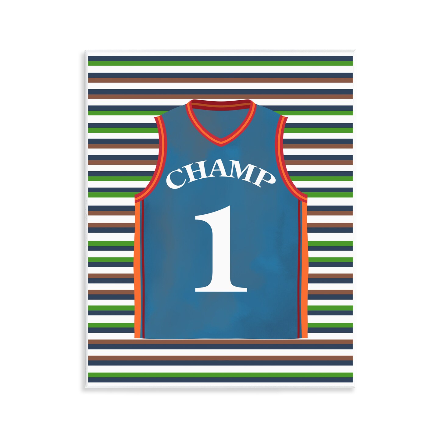 Stupell Industries Stripes And Sports Jersey Wall Plaque Art, design by Marcus Prime