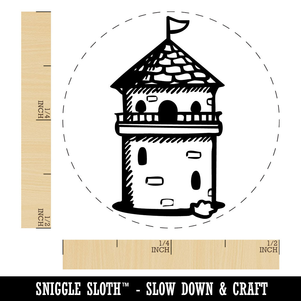 Fantasy Medieval Wizard Tower Building Self-Inking Rubber Stamp Crafting