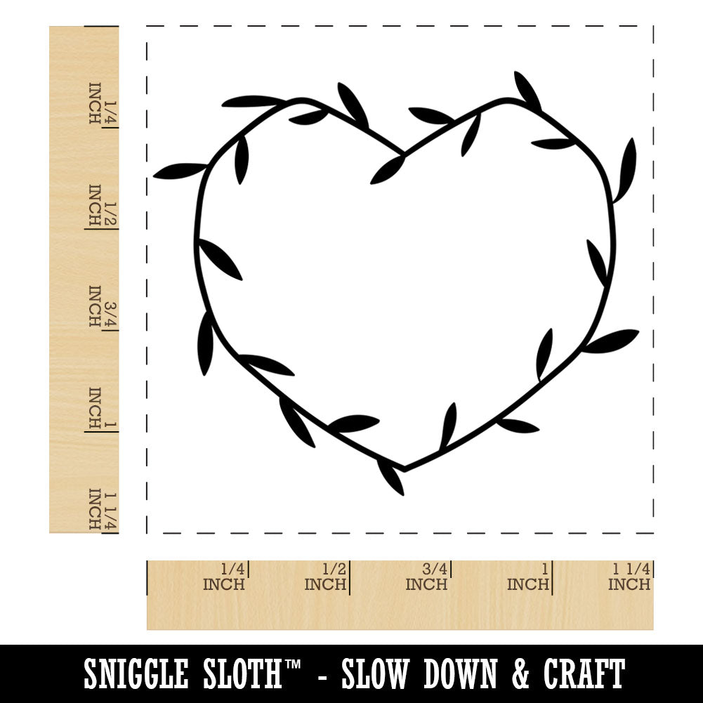 Heart Shaped Rustic Wreath Wedding Decor Square Rubber Stamp for Stamping Crafting
