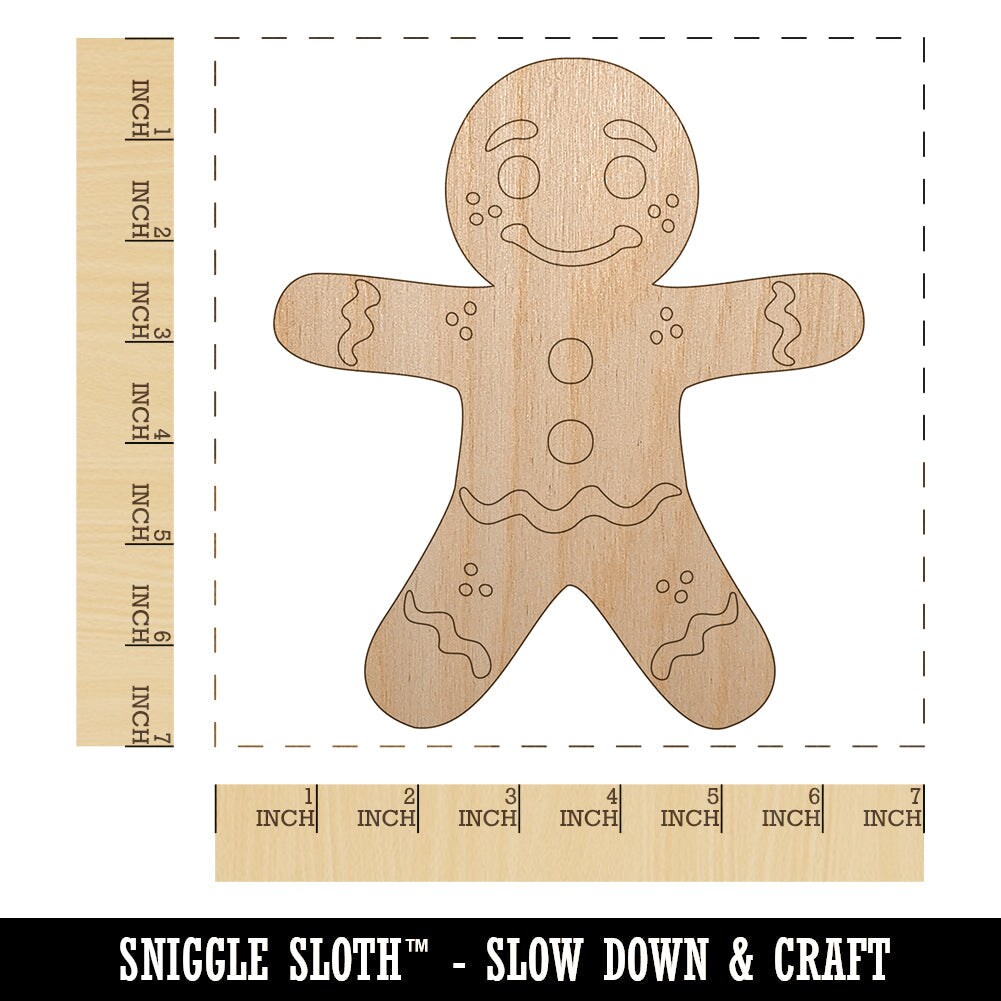 Christmas Gingerbread Man Unfinished Wood Shape Piece Cutout for DIY Craft Projects